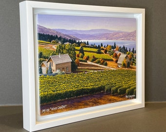Canvas Giclee Framed Print - "Wine Country" - Limited Edition Print in Floater Frame by Artist Mal Gagnon. Free US Shipping.