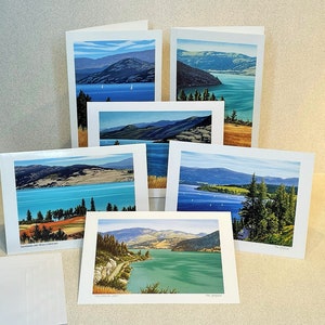 CARTES D'ART DE L'OKANAGAN - « Les lacs de l'Okanagan » par l'artiste Mal Gagnon. Cette série comprend des scènes du lac Okanagan et du lac Kalamalka.
