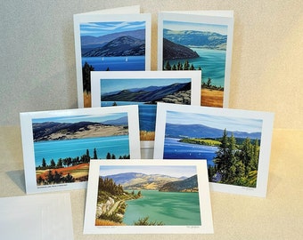 OKANAGAN ART CARDS - " Lakes of the Okanagan" by artist Mal Gagnon. Included in this series are scenes of Lake Okanagan and Kalamalka Lake.