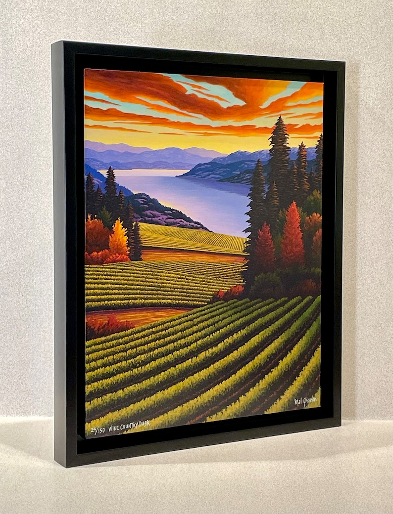 Framed Canvas Giclee Print Wine Country Dusk In Floater Frame by Artist Mal Gagnon. Low Limited Edition. Rebates for local pick-up. image 1