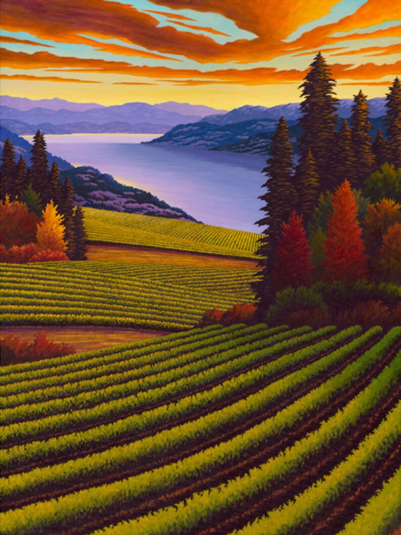 Framed Canvas Giclee Print Wine Country Dusk In Floater Frame by Artist Mal Gagnon. Low Limited Edition. Rebates for local pick-up. image 3