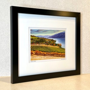 GIFTS of The OKANAGAN - Framed Vineyard ArtCard Print - "Valley and Vines" Okanagan Vineyard Scene by Mal Gagnon.