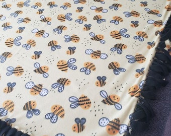 happy bees Small Hand-Tied Fleece Pet Blanket happy bees Small Hand-Tied Fleece Pet Blanket