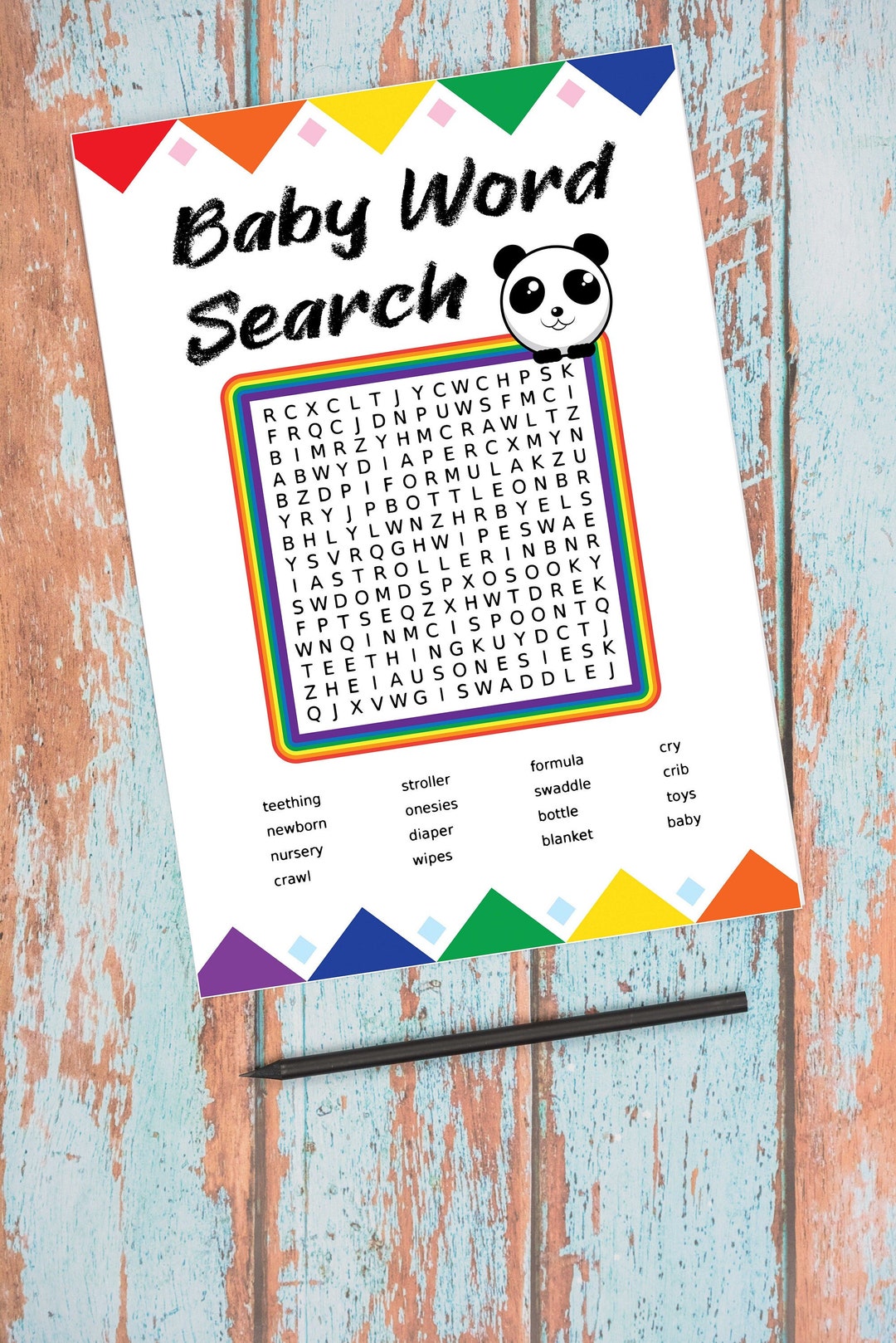 Baby Shower Word Search Game Printable Template, Fun Baby Shower Group