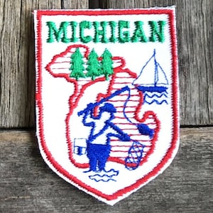 Michigan Fishing Vintage Souvenir Travel Patch by Voyager