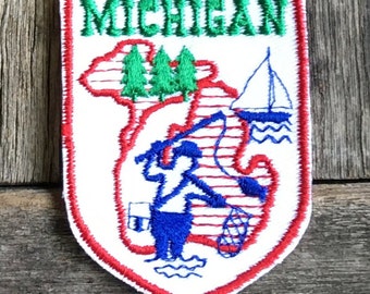 Michigan Fishing Vintage Souvenir Travel Patch by Voyager