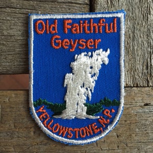 Old Faithful Geyser, Yellowstone National Park Vintage Souvenir Travel Patch from Voyager