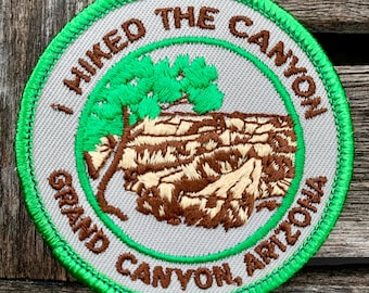 Recorrí el Cañón, Parque Nacional del Gran Cañón, Arizona. Parche de recuerdo de viaje vintage.