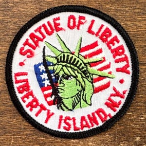 Toppa ricordo vintage da viaggio della Statua della Libertà, Liberty Island, New York