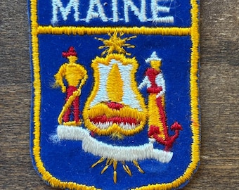 Bandeira do Maine, pequena bandeira de feltro, lembrança vintage