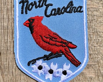 North Carolina Vintage Souvenir Travel Patch Light Blue