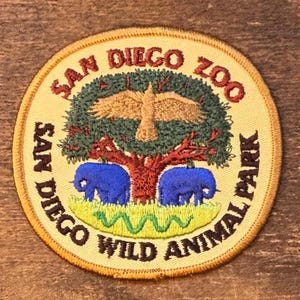 Vintage San Diego Zoo Patch, Souvenir Travel Patch