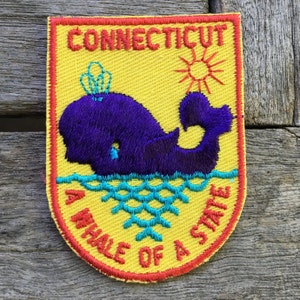 Connecticut A Whale of a State Vintage Souvenir Travel Patch from Voyager