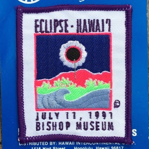 Eclipse havaiano, 17 de julho de 1991, Bishop Museum, lembrança vintage, cartão postal de viagem do Havaí Intercontinental