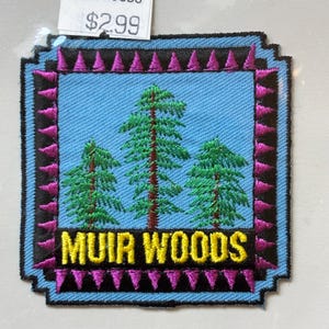 TYLKO JEDEN! Muir Woods Vintage Souvenir Travel Patch z Focus on Souvenirs - Sprawdź, czy naklejkę z oryginalną ceną nadal na nim widnieje!