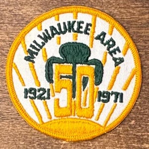 Milwaukee Area Girl Scouts 50th Anniversary, 1921-1971 Vintage Girl Scouts Patch