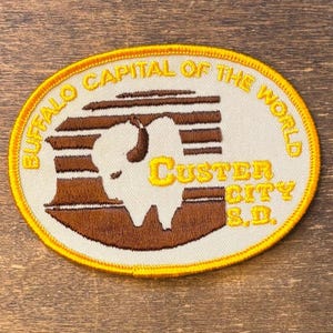 Custer City, South Dakota, Buffalo Capital of the World Souvenir Travel Patch from the Voyager Patch Company
