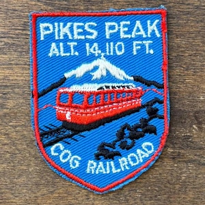 Pike's Peak Colorado Cog Railroad vintage souvenirpatch voor reizen van Voyager