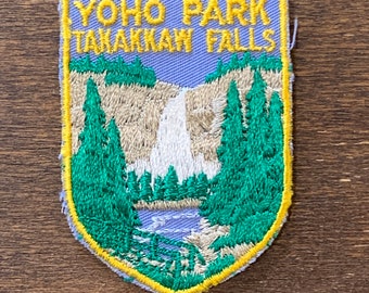 Takakkaw Falls, Yoho National Park, Canada Vintage Travel Souvenir Patch by Voyaguer