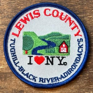 I Love New York, Lewis County: Tughill, Black River, the Adirondacks Vintage Souvenir Travel Patch