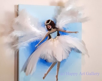 Feather Angel Painting – Nursery Decor, Baby Shower Gift