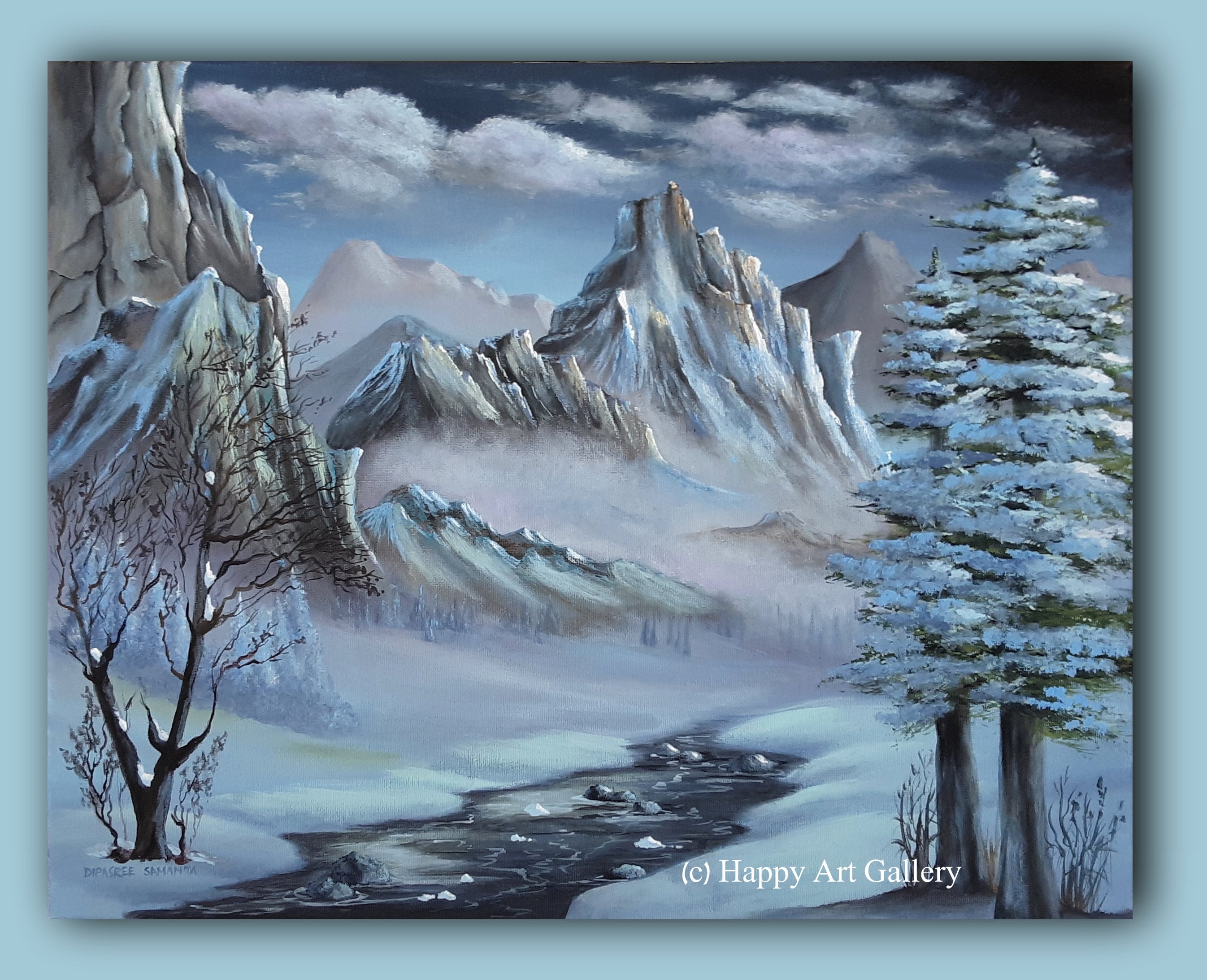 The Valley- Winter Decor Landscape Painting Landscape Wall Art