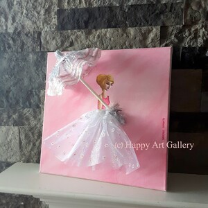 Pretty Lady Fashion Wall Art – Pink Girl Room Decor, Original Acrylic Painting image 6