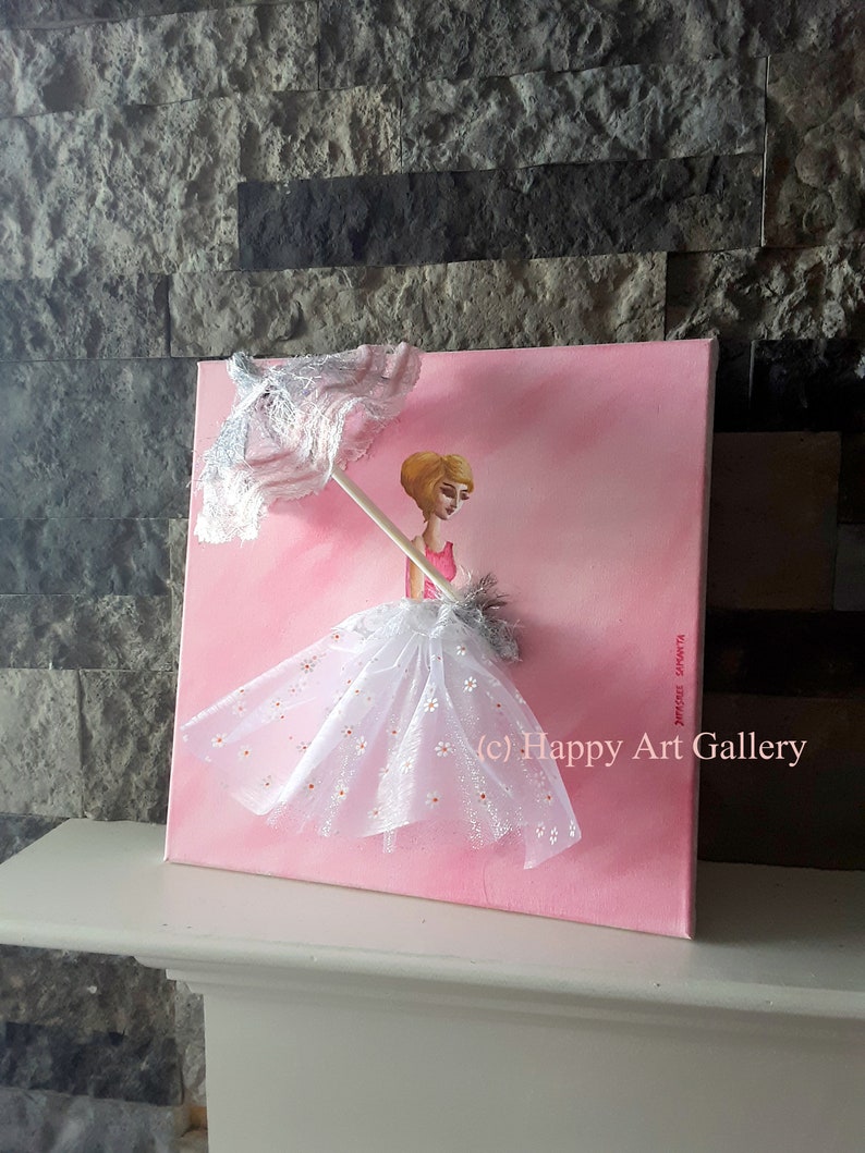 Pretty Lady Fashion Wall Art – Pink Girl Room Decor, Original Acrylic Painting image 6