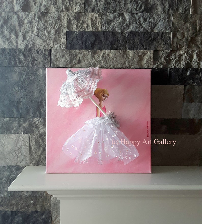 Pretty Lady Fashion Wall Art – Pink Girl Room Decor, Original Acrylic Painting image 8