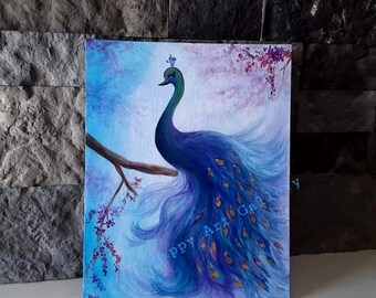 Vintage Peacock No2 Print | Large Canvas Animal Wall Art for