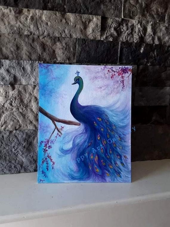 ★Original ART  ‘Peacock’ Peacock Original Painting Bird Painting Wildfire Painting