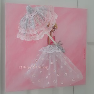 Pretty Lady Fashion Wall Art – Pink Girl Room Decor, Original Acrylic Painting image 4