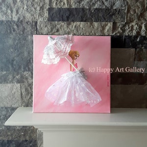 Pretty Lady Fashion Wall Art – Pink Girl Room Decor, Original Acrylic Painting image 7