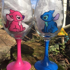 LILO and Stitch stitch and Angel inspired glassware set