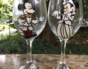 Mickey and Minnie inspired wedding glassware set