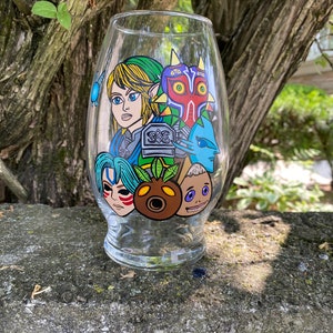 Zelda inspired Link and Majoras Mask hand painted vase