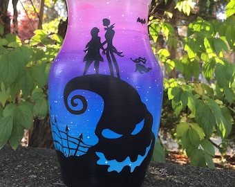 Nightmare Before Christmas inspired ombré glass vase