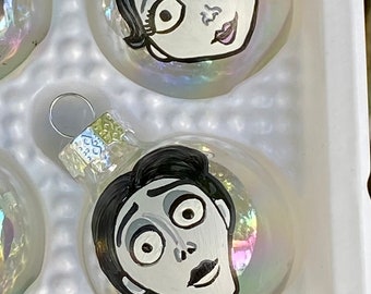 Corpse Bride inspired MINI glass 4 piece ornament set