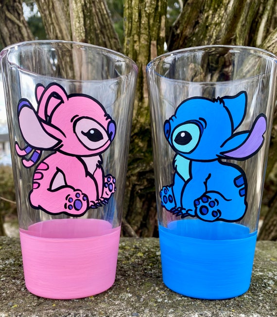 Lilo and stitch hand painted glasses