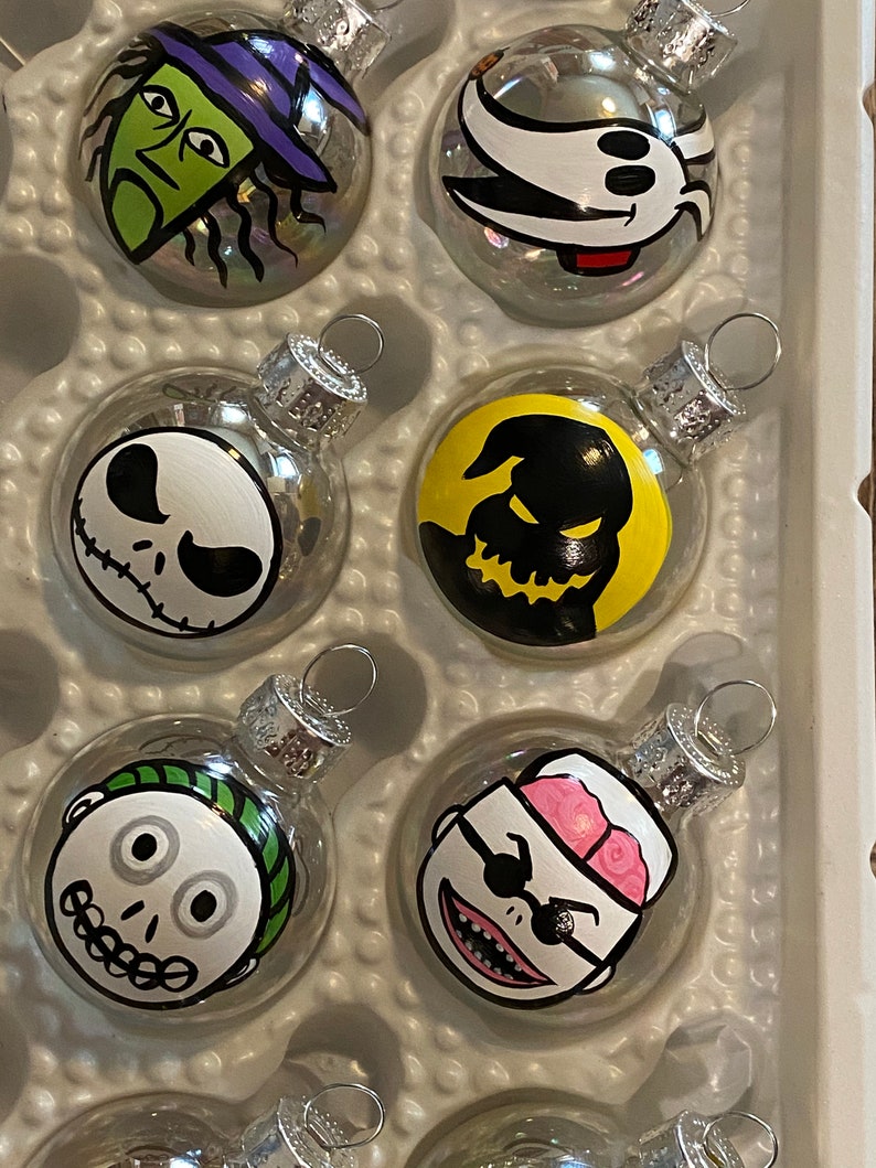 Nightmare before Christmas inspired mini ornaments set of 6 Etsy