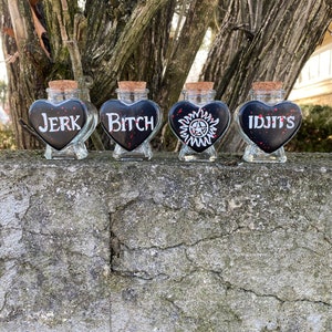 Supernatural show inspired glass mini heart jar set