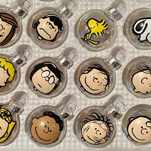 Charlie Brown inspired 12 piece MINI glass ornament set