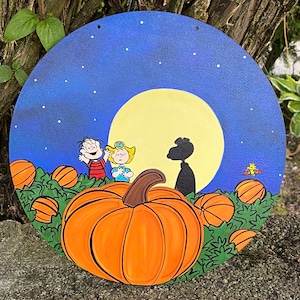 Halloween Its the Great Pumpkin Charlie Brown inspired hand painted wooden sign