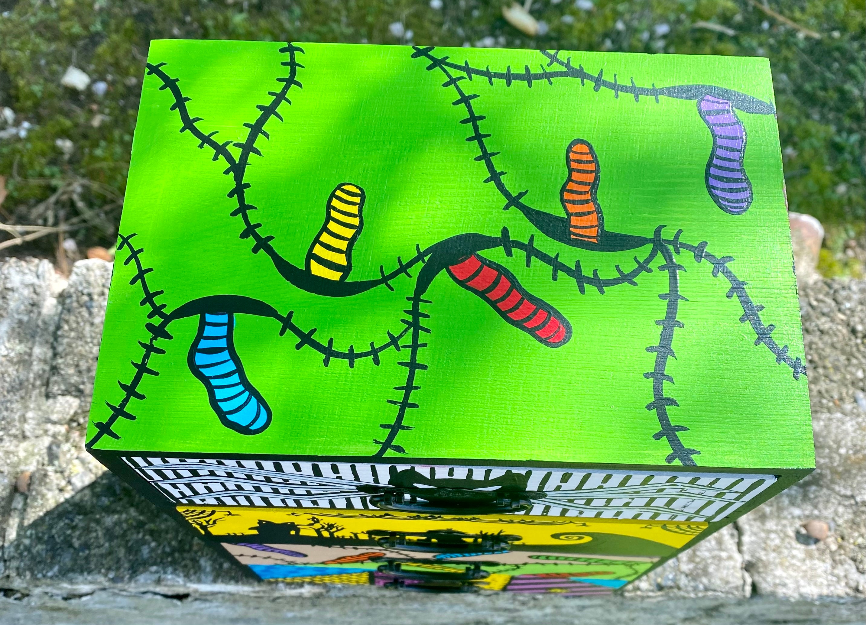 the nightmare before christmas dresser Custom Made Your Choice Jack and Sally 4 Drawer Mini Jewelry Chest Goth Black White Desk Vanity Storage Great Gift Idea