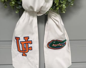 college embroidered wreath sash