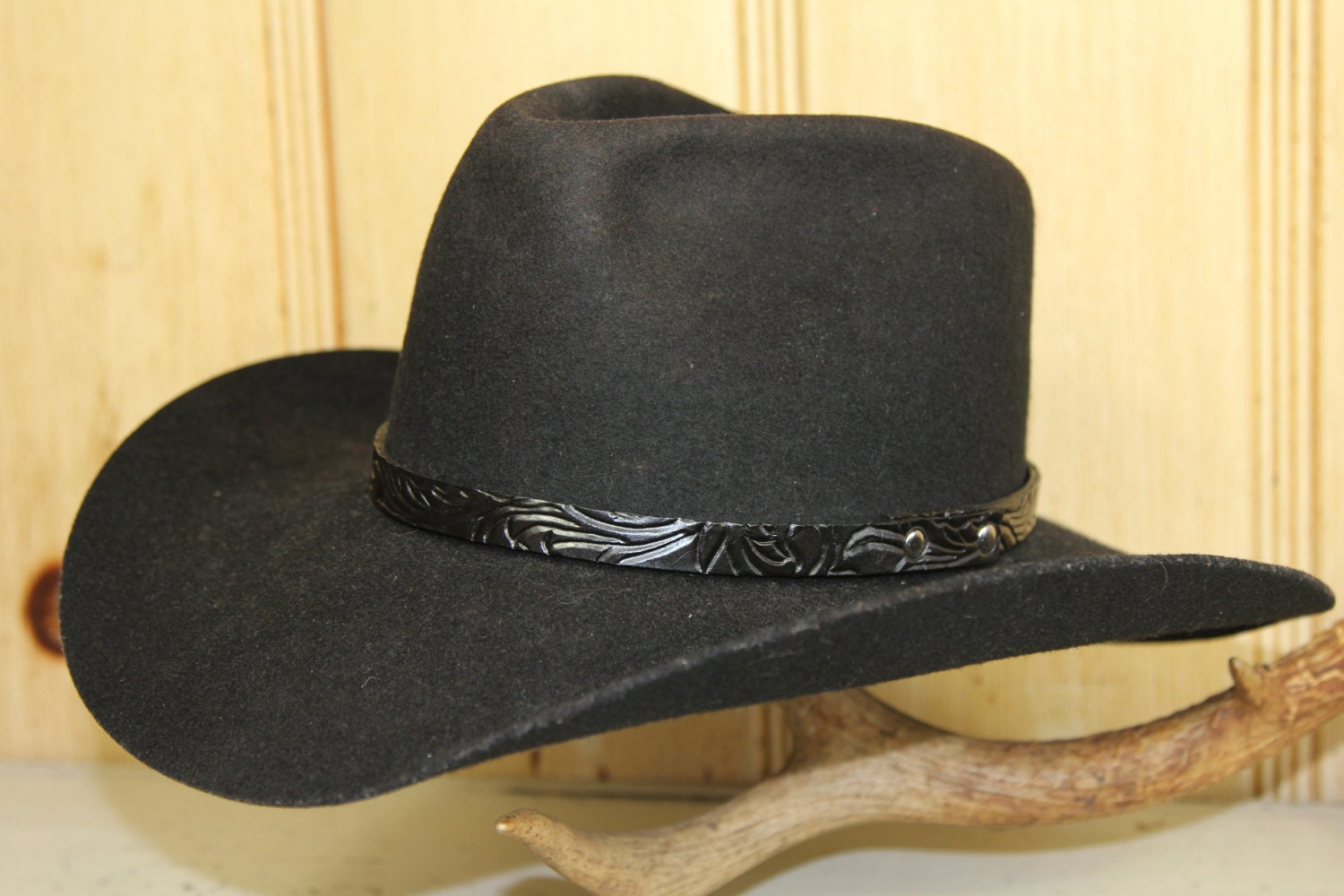Tooled Leather Cowboy Hat Band Etsy