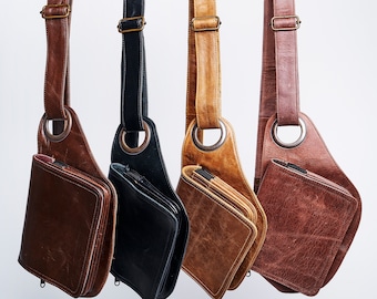 Strong Leather Utility Belt New design. Fanny pouch  First Quality Leather and clips. Long-life YKK zips. Women and Men. Festival Outfit.
