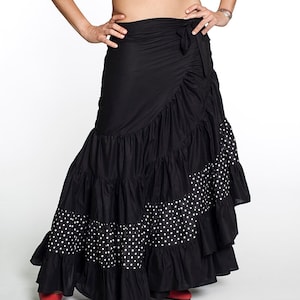 flamenco wrap skirt, long ruffle Maxi skirt, natural cotton. Wrap around long. One size long skirt. Natural cotton fabrics. ISO free.