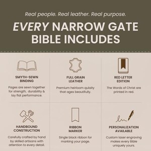 ESV Handbound Large Print Leather Bible | Full Grain, Personalized, Red Letter image 7