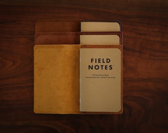 Skórzany notatnik kieszonkowy | Dziennik Field Notes, skóra licowa